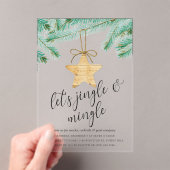 ジングル&ミングルウォーターカラーパインツリーホリデーパーティー アクリル招待状 (インサイチュ (ポータブル))