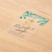 ジングル&ミングルウォーターカラーパインツリーホリデーパーティー アクリル招待状 (レイダウン)