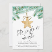 ジングル&ミングルウォーターカラーパインツリーホリデーパーティ 招待状 (正面)