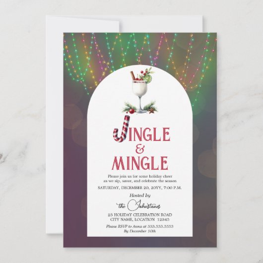 ジングル&ミングルカクテルクリスマスパーティー 招待状 (正面)