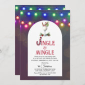 ジングル&ミングルカクテルクリスマスホリデーパーティー 招待状 (正面/裏面)