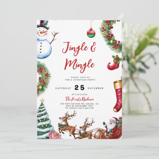 ジングル&ミングルクリスマスセーターパーティの招待状 招待状 (スタンド正面)