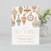 ジングル&ミングルクリスマスパーティの招待状 箔招待状 (立ち正面)