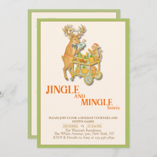 ジングル&ミングルクリスマスパーティートロピカル 招待状 (正面/裏面)