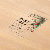 ジングル&ミングルフェスティバルクリスマスパーティー アクリル招待状 (レイダウン)