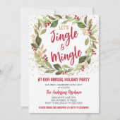 ジングル&ミングルホリデーパーティークリスマスディナー 招待状 (正面)