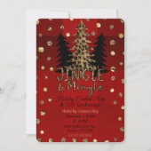 ジングル&ミングル金ゴールドグラムレオパードクリスマスパーティー 招待状 (正面)