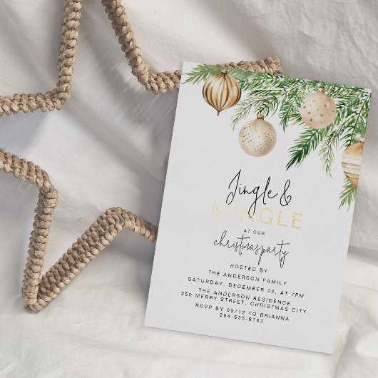 ジングル&ミンゴルのクリスマスパーティー招待状 箔シーズンカード