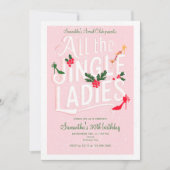 ジングル・レディース・ナイト・アウト モダン ピンク パステル ホリデー 招待状 (正面)