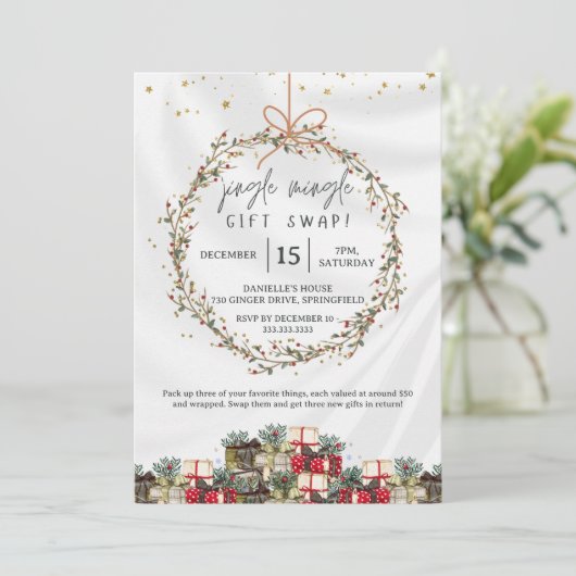 ジングルMingleギフト交換クリスマスパーティー 招待状 (スタンド正面)