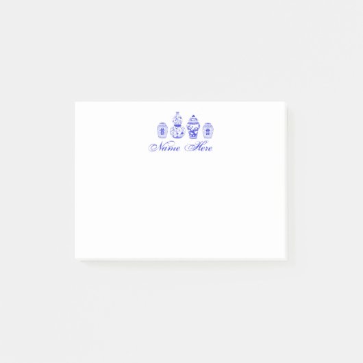 ジンジパーソナライズされたャージャーブルーホワイト付箋 ポストイット (正面)