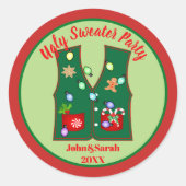 ジンジャパンクッキーの醜いクリスマスセーターパーティー ラウンドシール (正面)