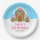 ジンジャブ飾レッドの誕生日パーティーブルーピンク ペーパープレート (正面)