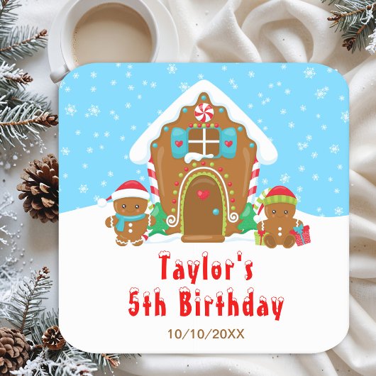 ジンジャブ飾レッドの誕生日パーティー スクエアペーパーコースター