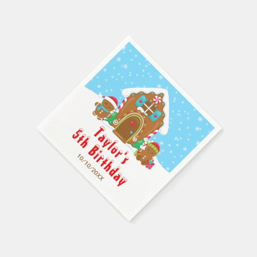 ジンジャブ飾レッドの誕生日パーティー スタンダードカクテルナプキン (角)