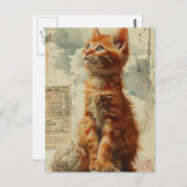 ジンジャーかわいらしキッテンヴィンテージコラージュ ポストカード (正面/裏面)