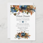 ジンジャーとネイビーのフローラバーチャルブライダルシャワー 招待状 (正面)