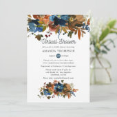 ジンジャーとネイビーのフローラバーチャルブライダルシャワー 招待状 (スタンド正面)