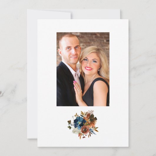 ジンジャーとネイビー結婚フローラの写真 セーブザデート (裏面)