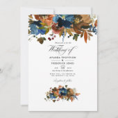 ジンジャーとネイビー結婚フローラの写真 招待状 (正面)