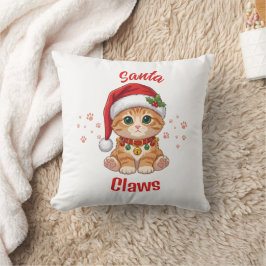 ジンジャーの猫がサンタの帽子をかぶっておもしろいクリスマスパロディ クッション
