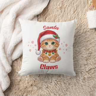 ジンジャーの猫がサンタの帽子をかぶっておもしろいクリスマスパロディ クッション