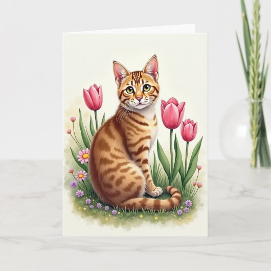 ジンジャーの猫の春のカード カード (正面)