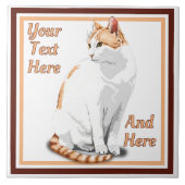 ジンジャーオレンジと白パーソナライズされた猫 タイル (正面)