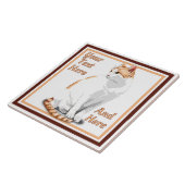 ジンジャーオレンジと白パーソナライズされた猫 タイル (側面)