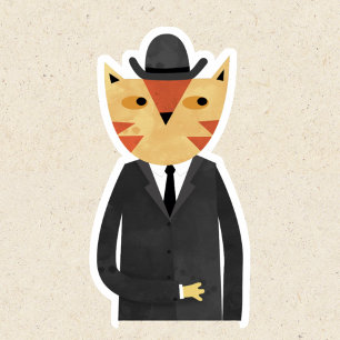 ジンジャーオレンジキャットのボウリングをする人、 クリケットの投手帽子 シール