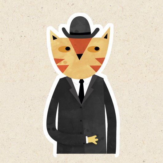 ジンジャーオレンジキャットのボウリングをする人、 クリケットの投手帽子 シール