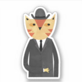 ジンジャーオレンジキャットのボウリングをする人、 クリケットの投手帽子 シール (正面)