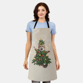 ジンジャーオレンジキャットクリスマスツリーかわいいクリスマス エプロン (着用した状態)