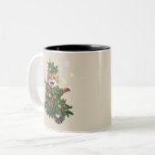 ジンジャーオレンジキャットクリスマスツリーかわいいクリスマス ツートーンマグカップ (正面左)