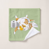 ジンジャーオレンジキャットトおもしろいイレ紙 バスタオルセット (ウォッシュタオル)