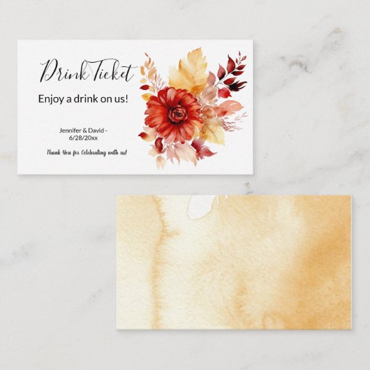 ジンジャーオータムフローラドリンクチケットエンクロージャカード エンクロージャーカード (正面/裏面)