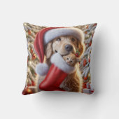 ジンジャーキットンをストッキングに入れたゴールデンレトリバー クッション (裏面)