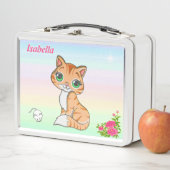 ジンジャーキティ猫、マウス、パステルカラーの星 メタルランチボックス (インサイチュ)