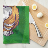 ジンジャーキャットクリスマスオングリーン キッチンタオル (四つ折り)