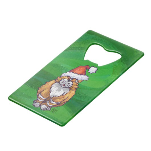 ジンジャーキャットクリスマスオングリーン クレジットカード栓抜き (正面アングル)