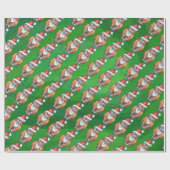 ジンジャーキャットクリスマスオングリーン ラッピングペーパー (フラット)