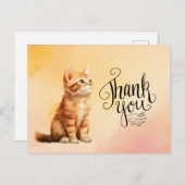 ジンジャーキャットサンキューウォーターカラー ポストカード (正面/裏面)