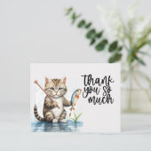 ジンジャーキャットサンキューカードキャットは魚釣り ポストカード (スタンド正面)