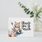 ジンジャーキャットサンキューカードキャットは魚釣り ポストカード (スタンド正面)