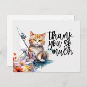 ジンジャーキャットサンキューカードキャットは魚釣り ポストカード (正面/裏面)