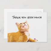 ジンジャーキャットサンキューカード猫が見上げている ポストカード (正面/裏面)