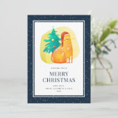 ジンジャーキャットツリースノーブルーメリークリスマスカード シーズンカード (スタンド正面)