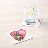 ジンジャーキャットバレンタインデー スクエアペーパーコースター (インサイチュ)