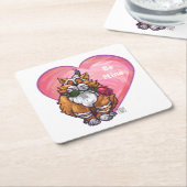 ジンジャーキャットバレンタインデー スクエアペーパーコースター (アングル)