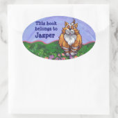 ジンジャーキャットパーソナル蔵書票 楕円形シール (バッグ)